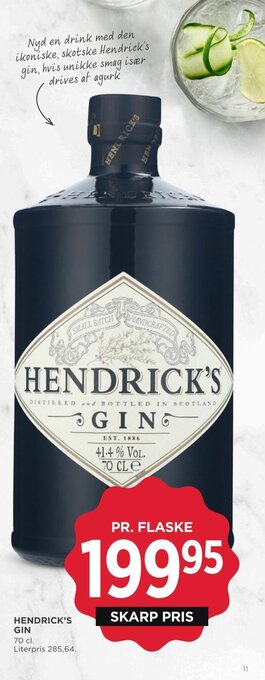 MENY HENDRICK'S GIN tilbud