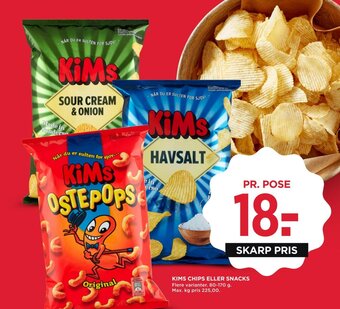 MENY KIMS CHIPS ELLER SNACKS tilbud