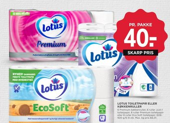 MENY LOTUS TOILETPAPIR ELLER KØKKENRULLER tilbud