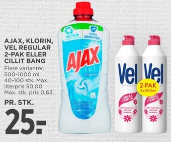 MENY AJAX, KLORIN, VEL REGULAR 2-PAK ELLER CILLIT BANG tilbud