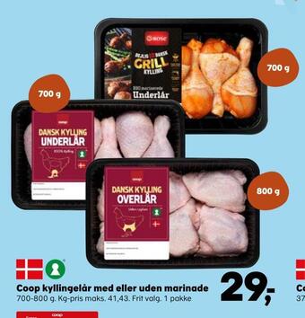Kvickly Coop kyllingelår med eller uden marinade tilbud