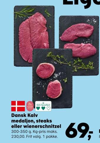 Kvickly Dansk kalv medaljon, steaks eller wienerschnitzel tilbud