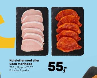 Kvickly Koteletter med eller uden marinade tilbud