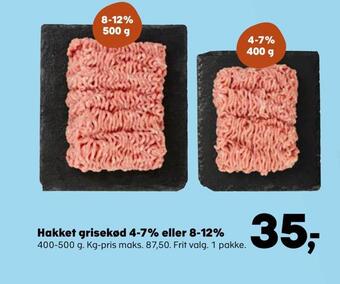 Kvickly Hakket grisekød 4-7% eller 8-12% tilbud