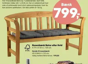 Kvickly Rosenbænk natur eller hvid tilbud