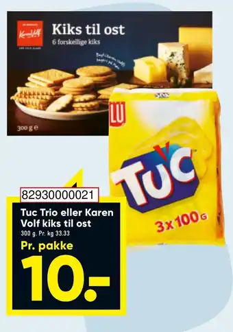Bilka Tuc Trio eller Volf Kiks Til Ost 300g tilbud