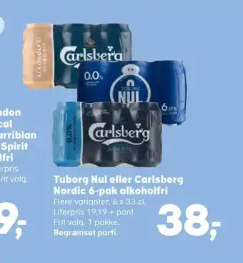 Kvickly Tuborg nul eller carlsberg nordic 6-pak alkoholfri tilbud