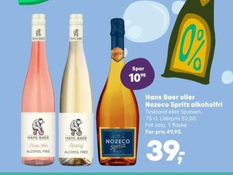 Kvickly Hans baer eller nozeco spritz alkoholfri tilbud