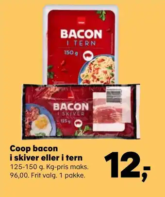 SuperBrugsen Coop bacon i skiver eller i tern tilbud
