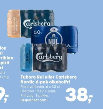 SuperBrugsen Tuborg nul eller carlsberg nordic 6-pak alkoholfri tilbud