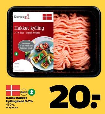 Netto Dansk hakket kyllingekød 3-7% tilbud