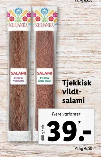 Lidl Tjekkisk vildtsalami tilbud