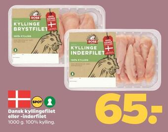 Netto Dansk kyllingefilet eller -inderfilet tilbud