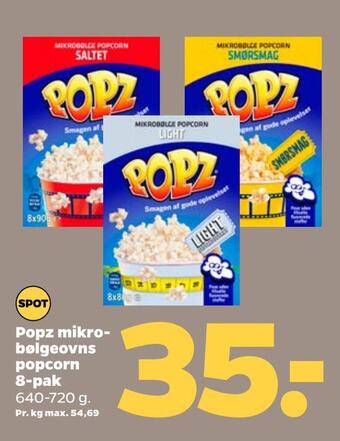 Netto Popz mikrobølgeovns popcorn 8-pak tilbud