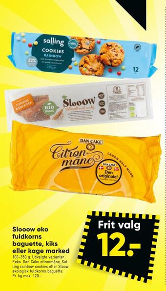 Bilka Slooow øko fuldkorns baguette, kiks eller kage marked tilbud