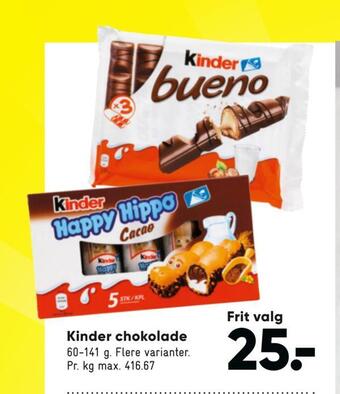 Bilka Kinder chokolade tilbud