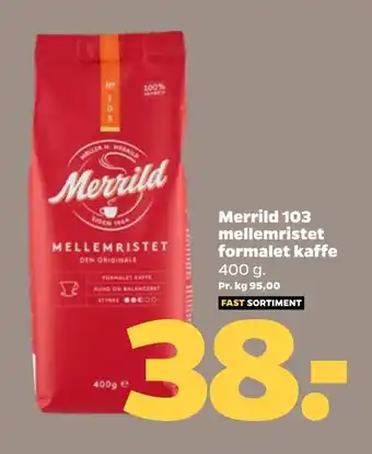 Merrild 103 mellemristet formalet kaffe