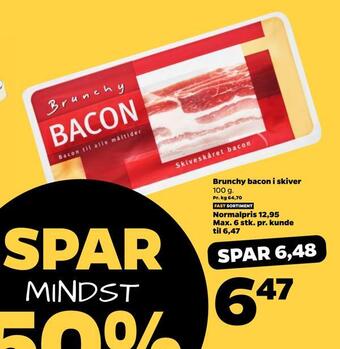 Netto Brunchy bacon i skiver tilbud