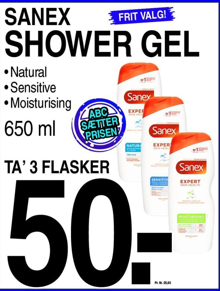 SANEX SHOWER GEL tilbud hos ABC Lavpris