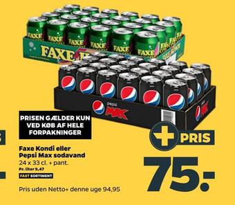 Netto Faxe kondi eller pepsi max sodavand tilbud