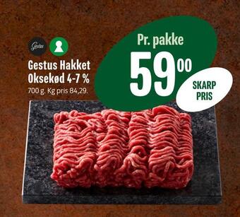 Min Købmand Gestus hakket oksekød 4-7 % tilbud