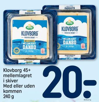 REMA 1000 Klovborg 45+ mellemlagret i skiver med eller uden kommen tilbud