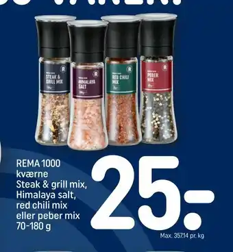 REMA 1000 Rema 1000 kværne steak & grill mix, himalaya salt, red chili mix eller peber mix tilbud