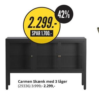 My Home Carmen skænk med 3 låger tilbud