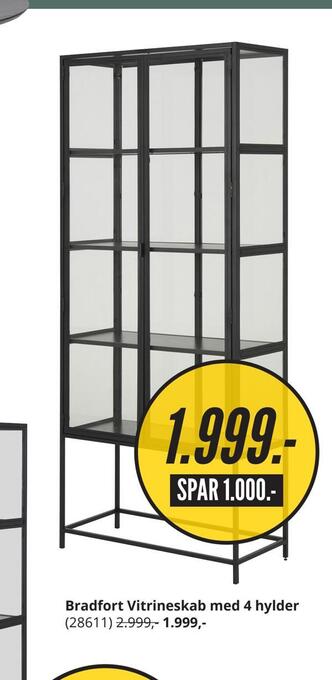 My Home Bradfort vitrineskab med 4 hylder tilbud