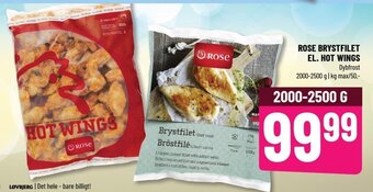 Løvbjerg ROSE BRYSTFILET EL. HOT WINGS tilbud