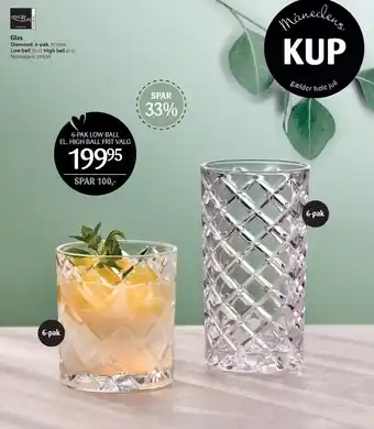 Kop & Kande Lyngby glas diamond glas 6-pak low ball el. high ball tilbud