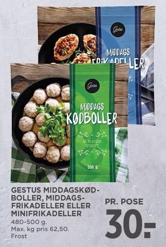 MENY Gestus middagskødboller, middagsfrikadeller eller minifrikadeller tilbud