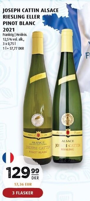 Scandinavian Park Joseph cattin alsace riesling eller pinot blanc 2021 - 3 flasker tilbud
