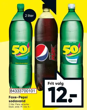Bilka Faxe-Pepsi Sodavand 2 Liter tilbud