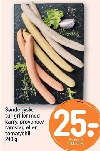 REMA 1000 Sønderjyske tur griller med karry, provence/ramslg el. tomat/chilli tilbud