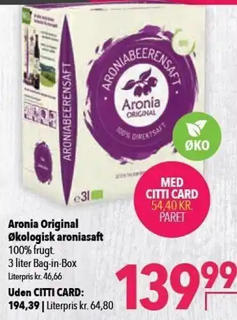 Citti Aronia original økologisk aroniasaft tilbud