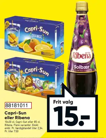 Bilka Capri- Sun eller Ribena 10x20 cl tilbud