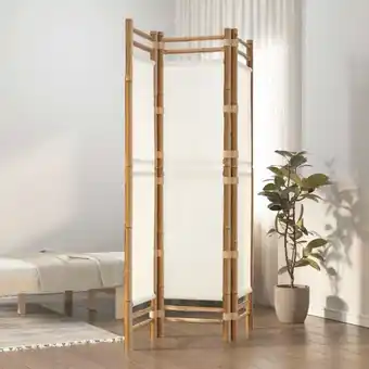 Bolig Center 3-panels rumdeler 120 cm foldbar bambus og kanvas tilbud