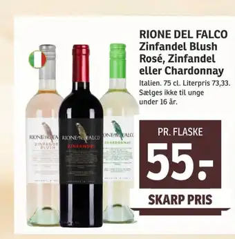 RIONE DEL FALCO Zinfandel Blush Rosé, Zinfandel eller Chardonnay