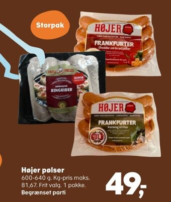 Kvickly Højer pølser frankfurter cheddar tilbud