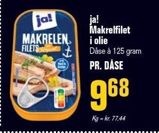 Poetzsch Padborg Ja! makrelfilet i olie tilbud