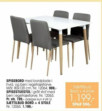Daells Bolighus Sættilbud bord + 4 stole tilbud