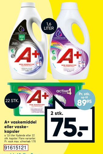 Bilka A+ Vaskemiddel eller Vaskekapsler tilbud