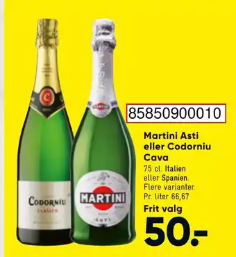 Bilka Martini Asti eller Codorniu Cava 75cl tilbud