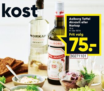 Bilka Aalborg Taffel Akvavit eller Norkap 70cl tilbud