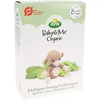 Baby & me | øko baby fuldkornsgrød m. spinat & ærter 8 mdr. | børn > mad & drikke,specialvarer