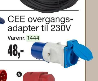 Cee overgangsadapter til 230v