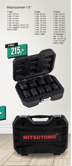 Slagtoppesæt 1/2''