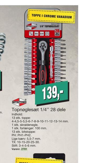 Harald Nyborg Topnøglesæt 1/4'' 28 dele tilbud