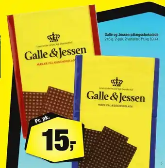 Calle Galle og Jessen pålægschokolade tilbud